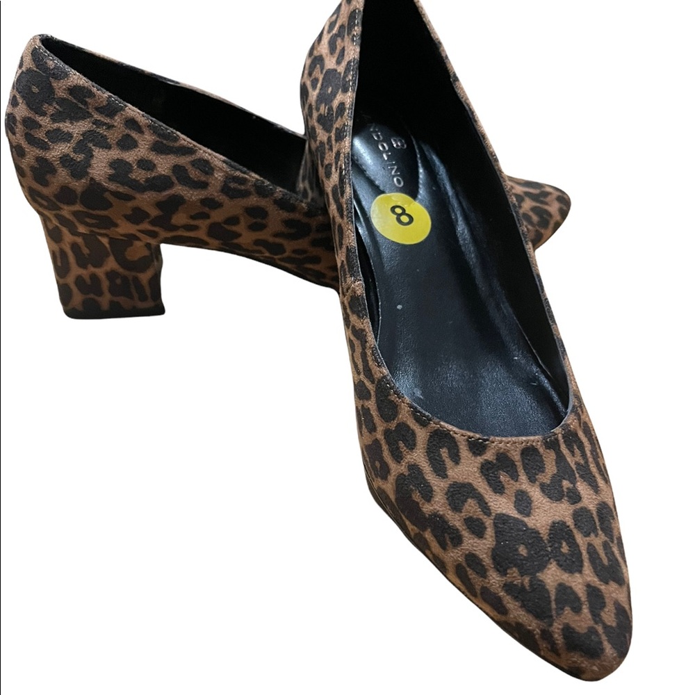 Brown Leopard Print low heel pumps.  Lightly worn